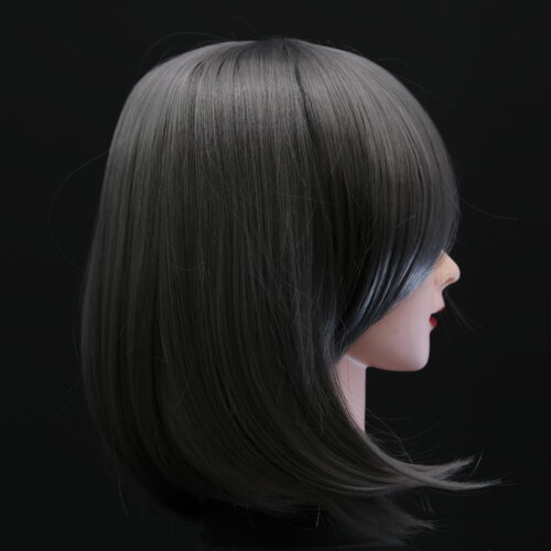 Dark Grey Hair Rose Wig -  35cm
