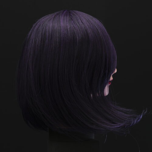 Black With Purple Hair Rose Wig - 35cm